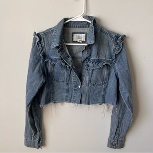Denim Small ruffle cropped jacket
